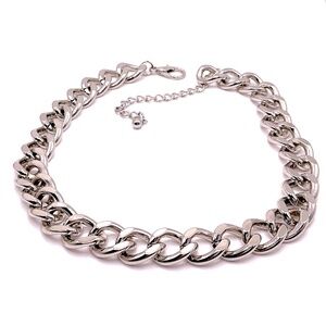Vintage Silver Tone Chain Link Necklace 15” With 3” Extender